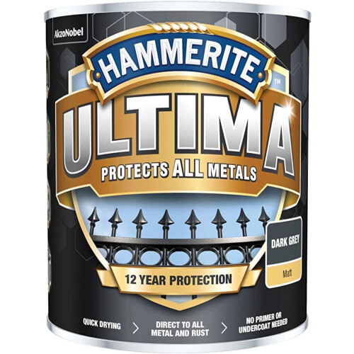 Hammerite Hammerite Ultima Metallfarbe Matt Dunkelgrau 750ml