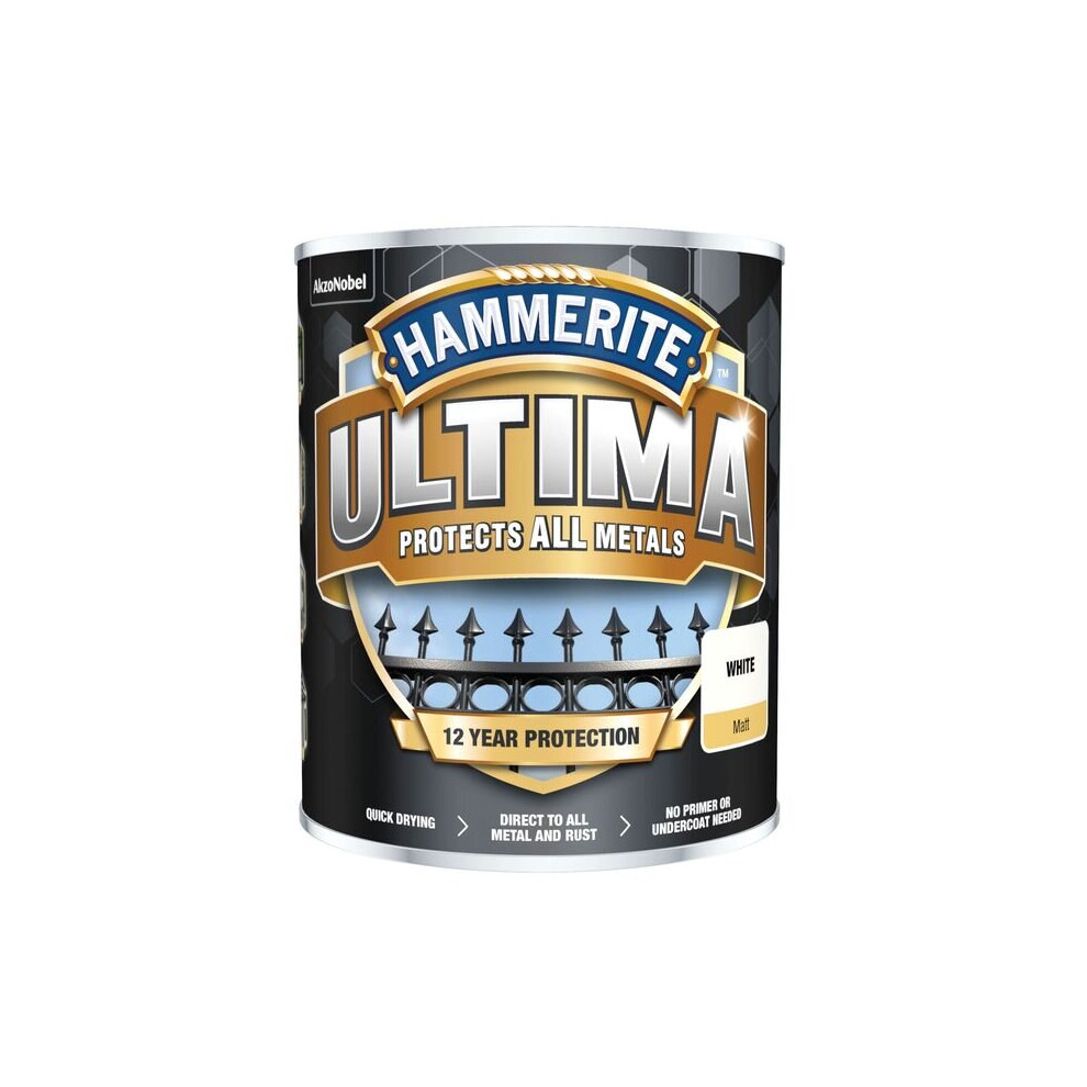 Hammerite Ultima Metal Paint Matt White 750ml
