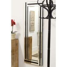 (100 x 70 CM) Large Modern Black And Silver Art Deco All Glass Venetian Long Mirror