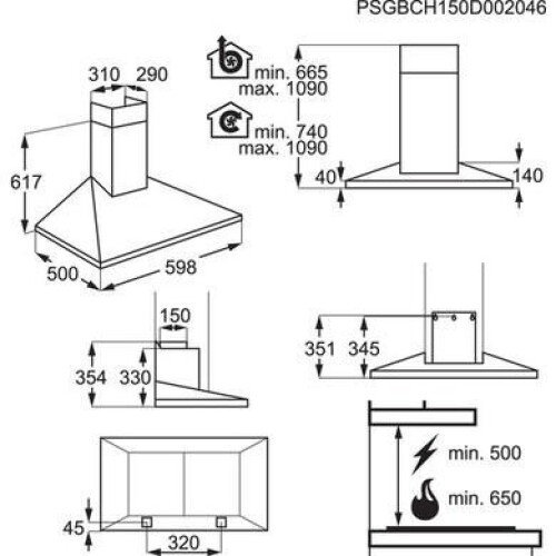 AEG 60cm Pyramid Chimney Cooker Hood 2