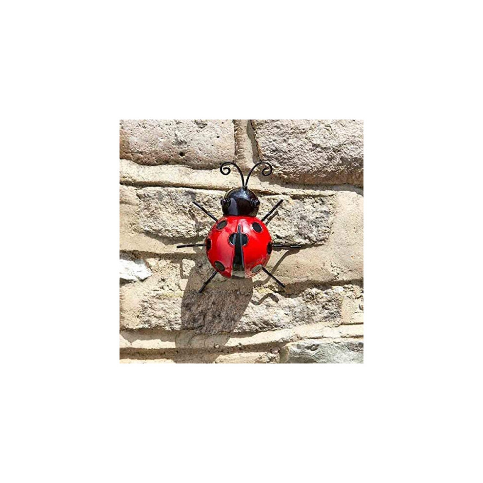 Small Ladybird Garden Ornament Outdoor Decor Wall Art Metal Bright