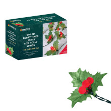 The Christmas Workshop 89380 20 Holly Sprigs with 60 LED Lights