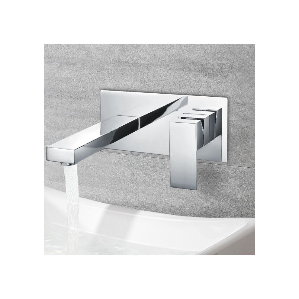 Wall Mounted Square Basin Mixer Tap Chrome