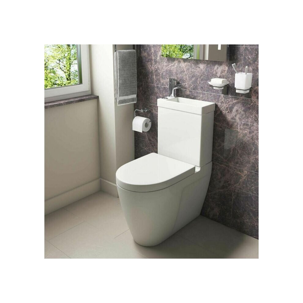 Nes Home Space Saver Combo 2 In 1 WC Close Coupled Toilet Seat & Basin