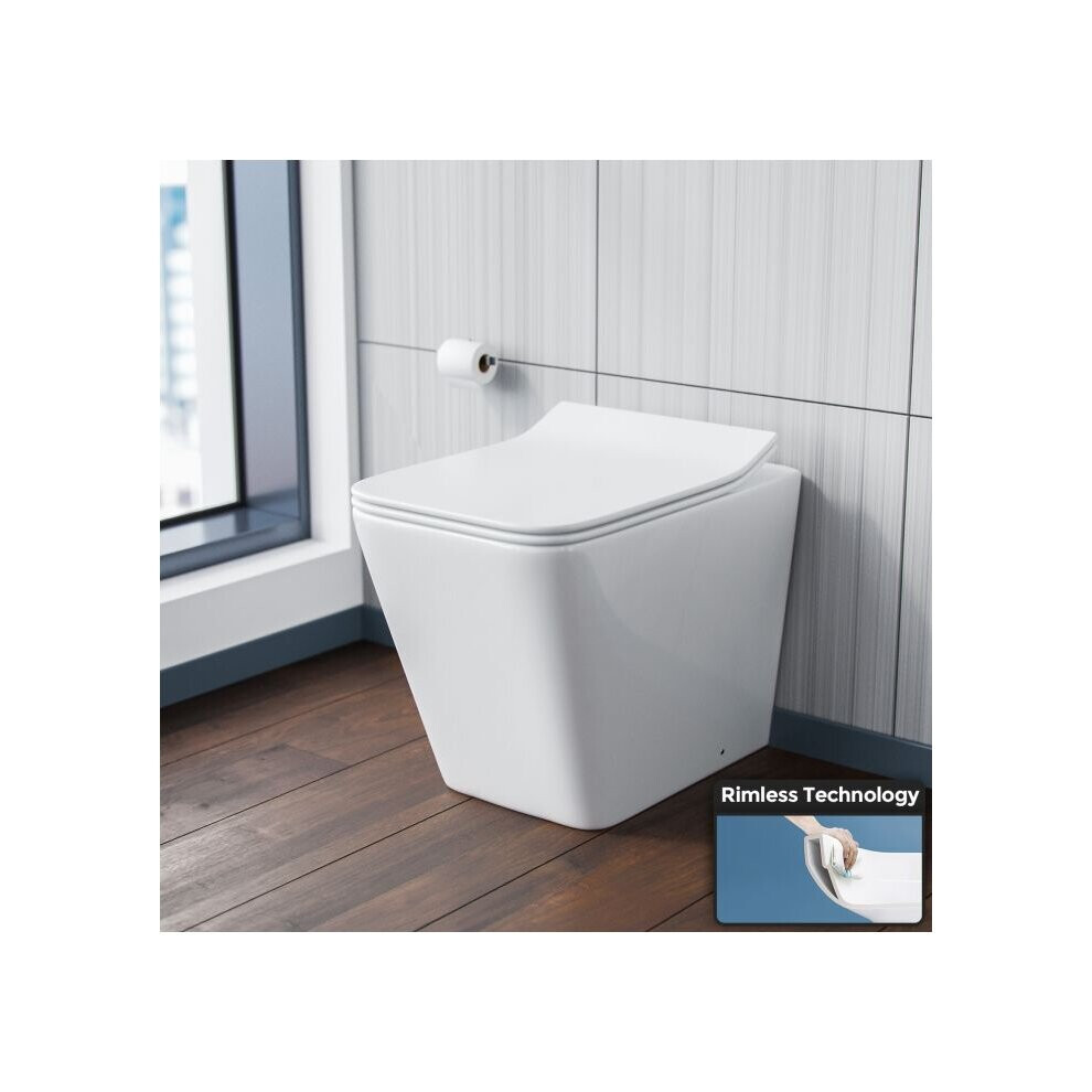 Nes Home Inton Square Back To Wall Rimless Toilet Pan + Soft Close Seat