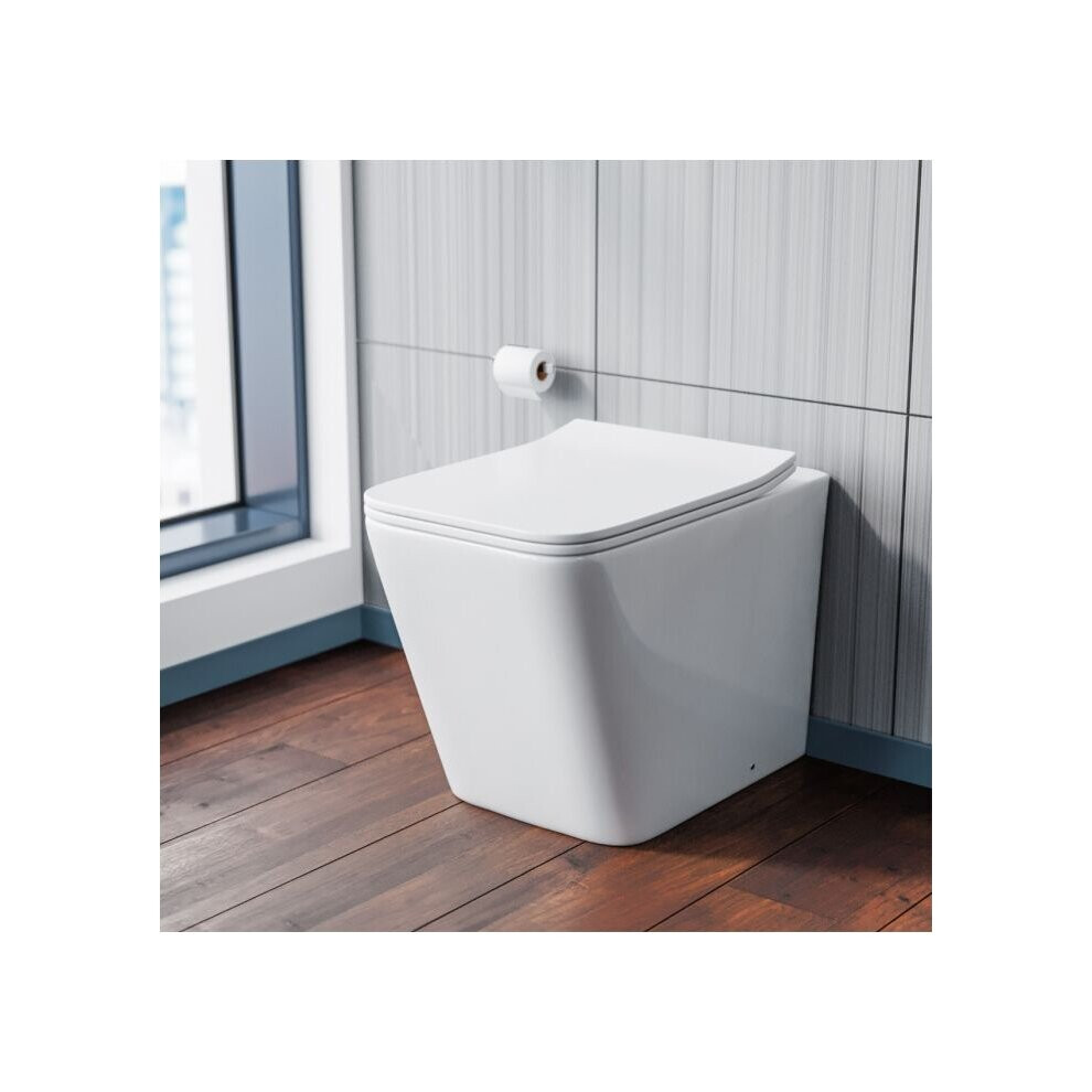Rimless Back To Wall Toilet Pan With Uf Toilet Seat 7434446269708