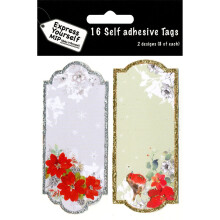 Robin & Poinsettia Christmas Gift Tags Pack Of 16 Self Adhesive Stick On Tags