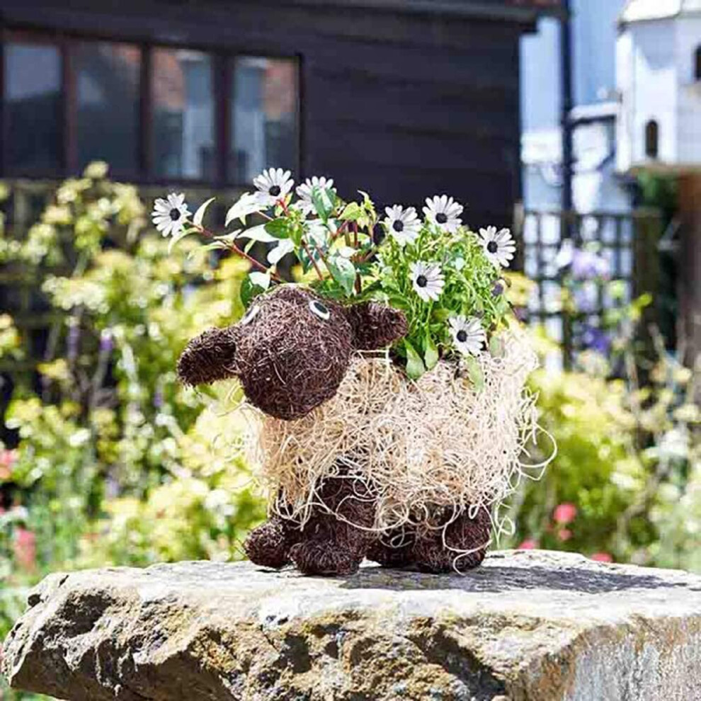 Novelty Sheep Flower Planter Garden Lawn Decor Plant Pot Rattan Straw