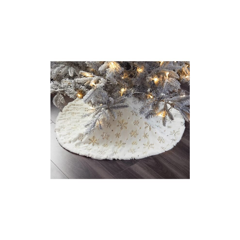 Fabulous 100% Polyester Faux Fur Christmas Tree Skirt-Champagne Sequin-image-OPC-P8H69FP-NEW