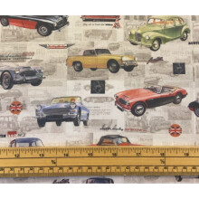 Fat Quarter Austin Healey Retro Cars Allover 100% Cotton Quilting Fabric