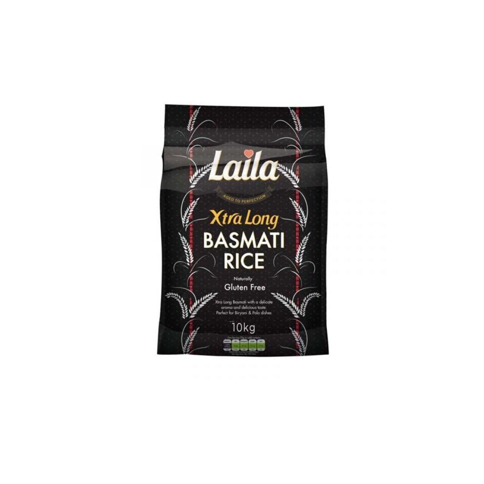 Laila Xtra Long Basmati Rice 10 kg, Naturally Gluten Free Rice with a Delicate Aroma, Perfect for Pulao or Biryani