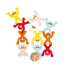 Janod Monkey Pyramid Game Kids Wooden Board game Imaginative Set - Plush Soft Toy