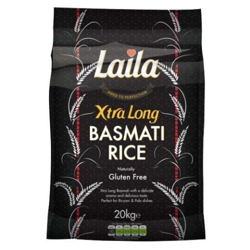 Laila Xtra Long Basmati Rice 20 kg, Naturally Gluten Free Rice with a