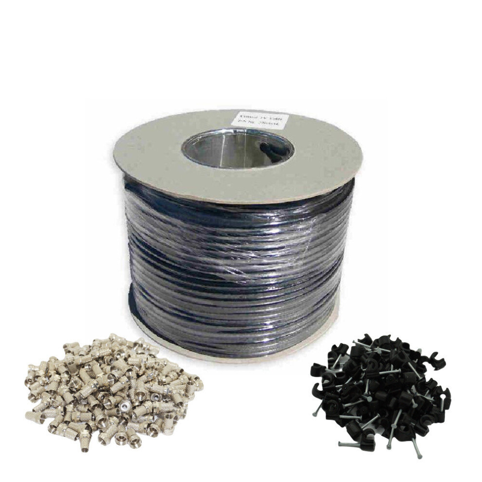 100M High-Grade Rg6 Coax Cable Drum Kit For Freesat Satellite Sky Tv Aerial Black 3713794172934