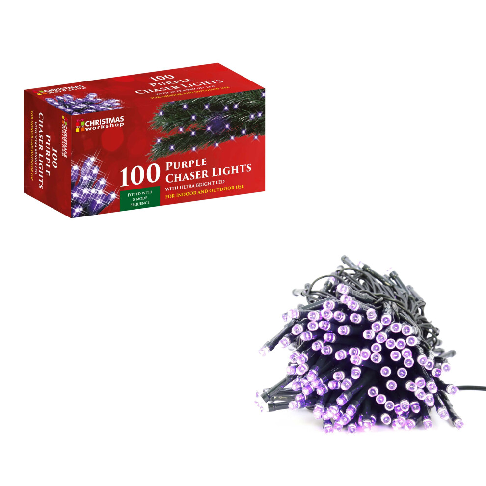 The Christmas Workshop 75010 100 Purple LED Chaser Christmas Lights