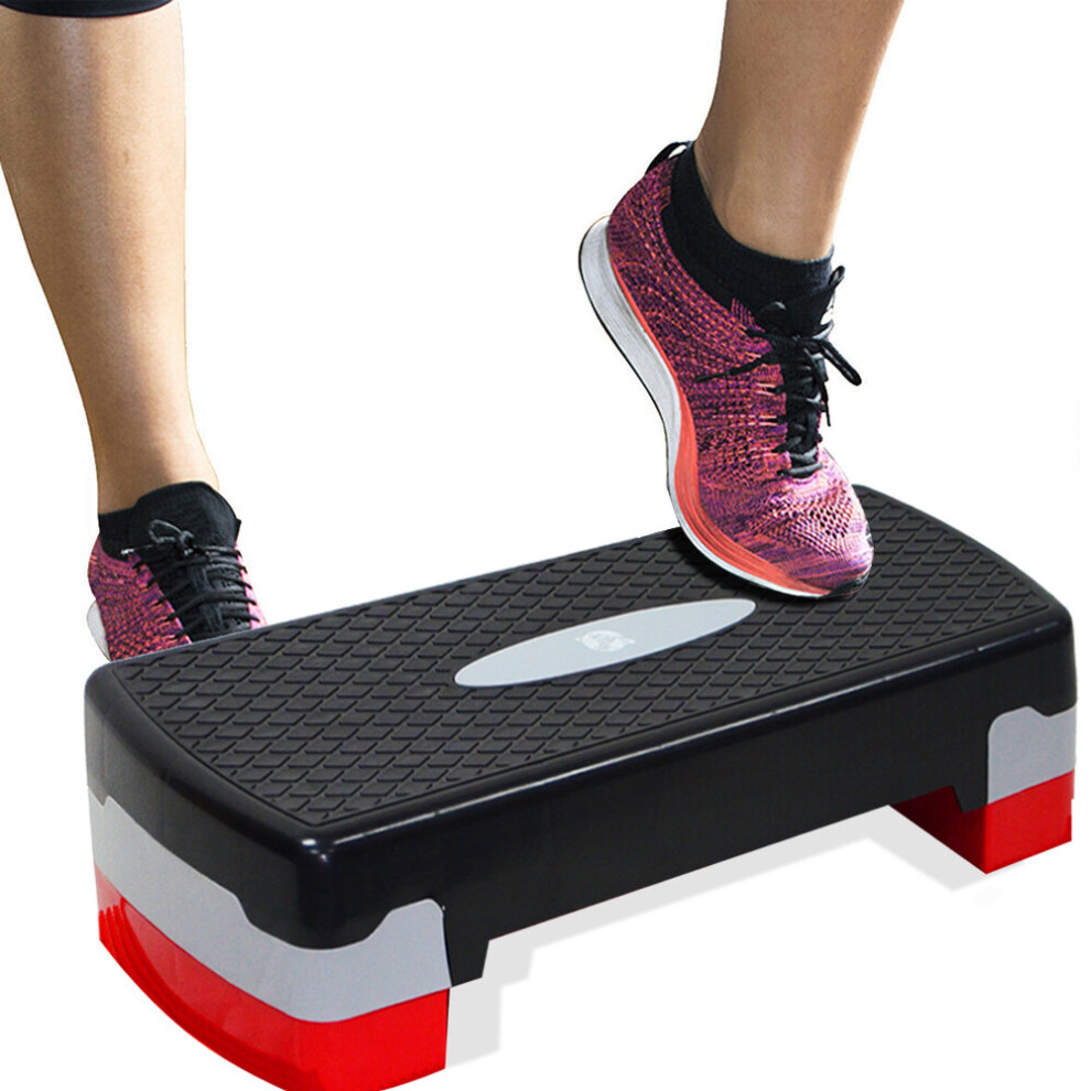 2 Level Adjustable Aerobic Fitness Yoga Step With Mat & Height Adjustment Blocks