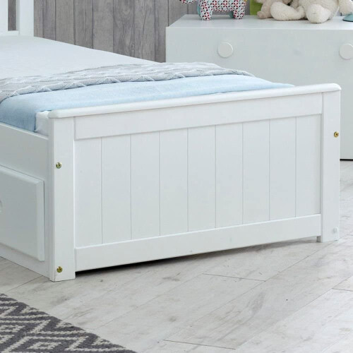 (Single) Mission Pine Wood Storage Bed In White 1