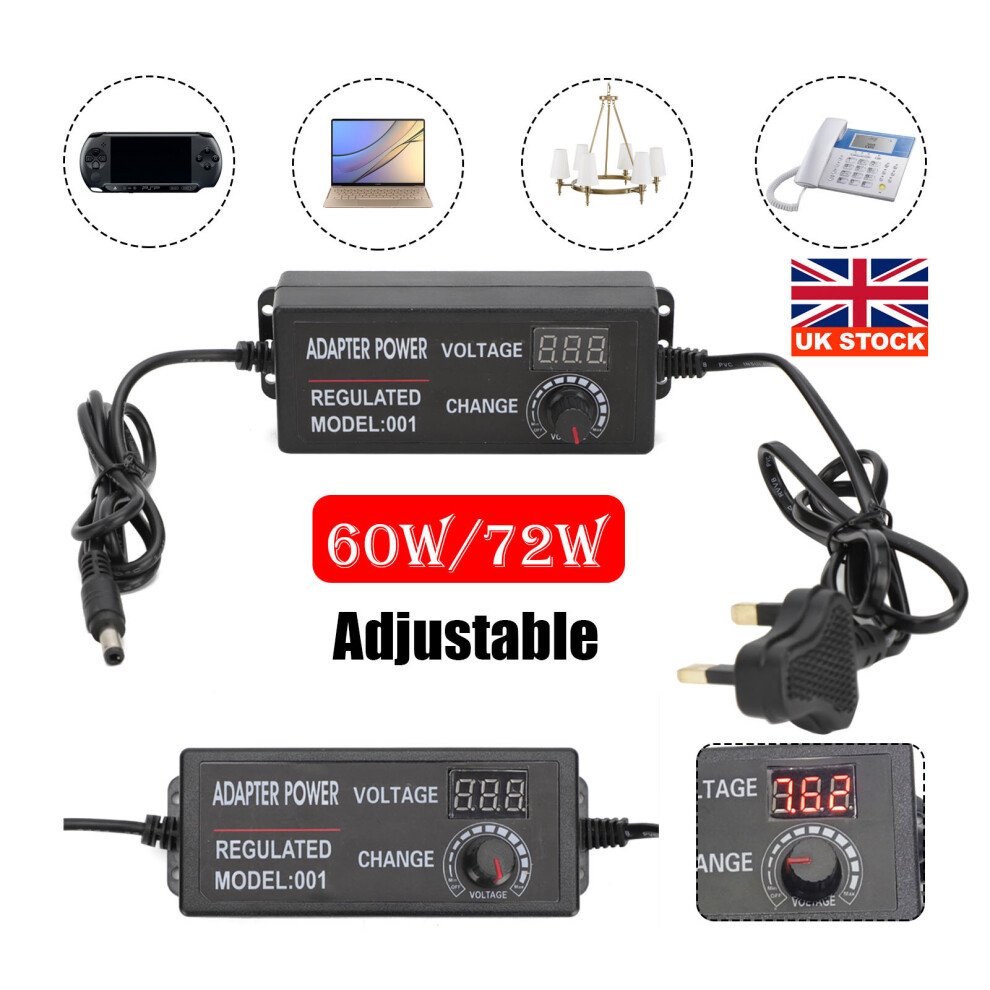 Adjustable Electrical Power Supply Adapter Charger Variable Volt AC/DC