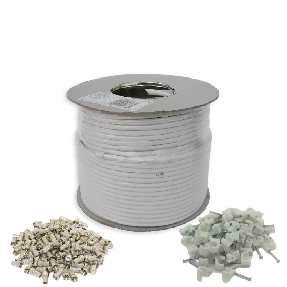 100M High-Grade Rg6 Coax Cable Drum Kit For Freesat Satellite Sky Tv Aerial White 3713794172941