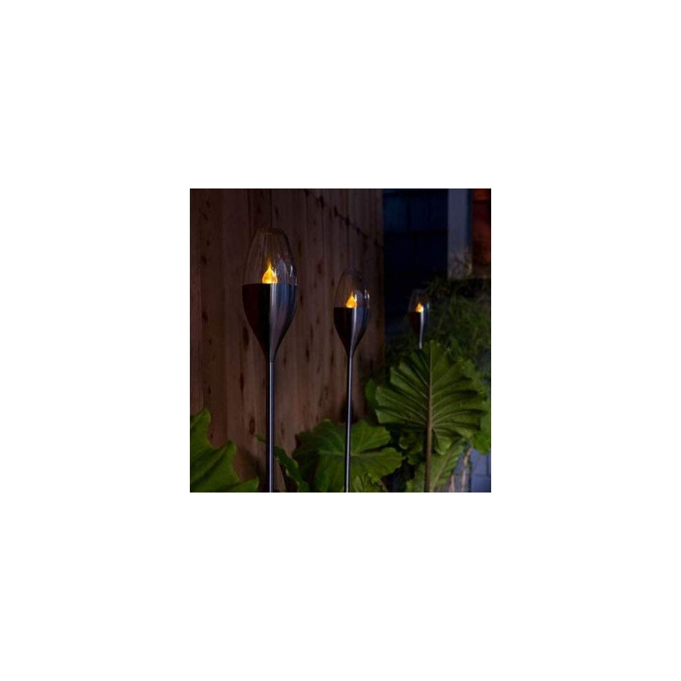 2 X Flickering Solar Torch Lights With LED Flame Effect Waterproof