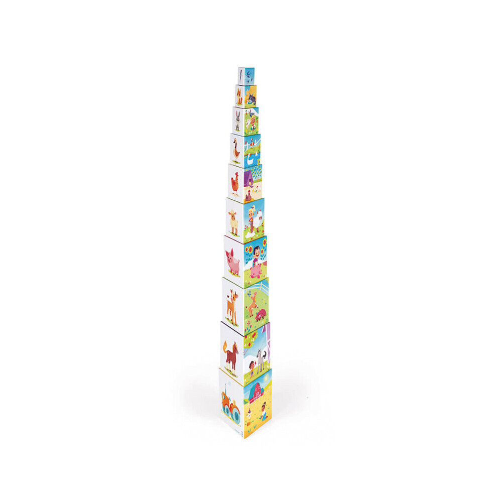 Janod Triangle Stacking Pyramid Life At The Farm Creative Toy 10Pc