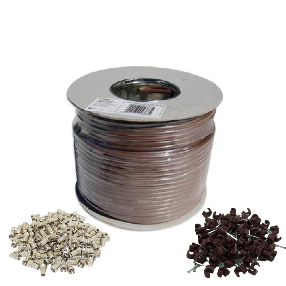 100M High Grade Rg6 Coax Cable Drum Kit For Freesat Satellite Sky Tv Aerial Brown 3713794172958
