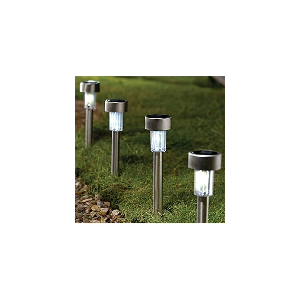 Multipack Stainless Steel Solar Power LED Pathway Security Lights x5