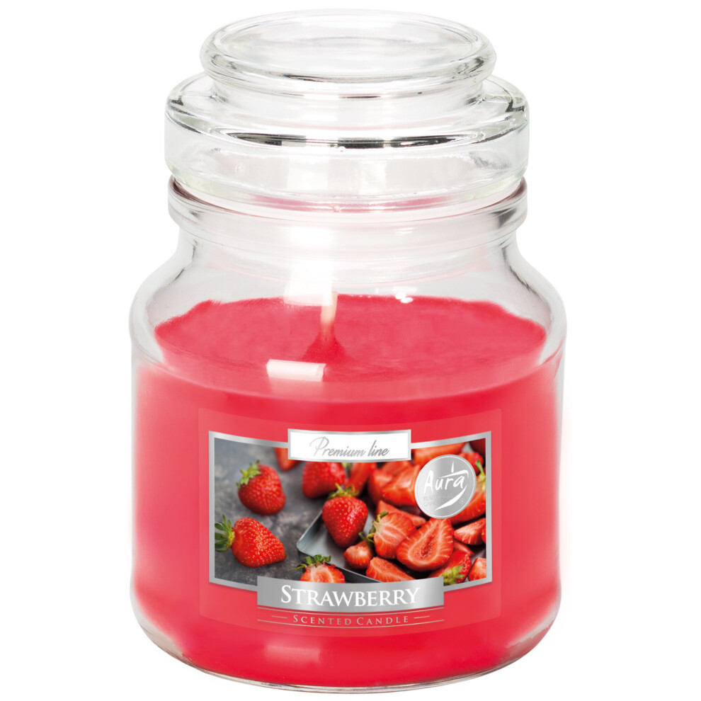 (Strawberry) 28 Hour Premium Scented Candle Small Glass Jar Aromatic Fragrance Home Gift