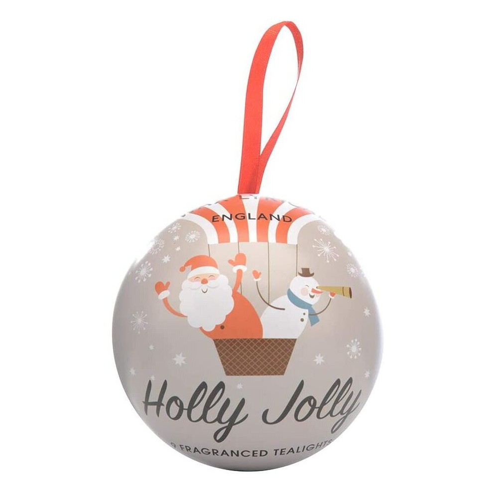 Wax Lyrical Christmas Bauble Filled with 9 Tea Light Candles Holly Jolly