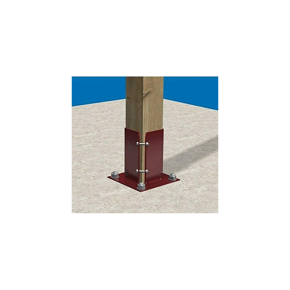 1 x 100mm x 100mm Galvanised Steel Bolt Down Square Fence Post Support