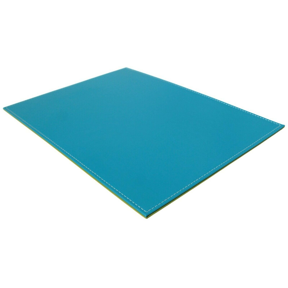Large Placemats Reversible Set Of 4 Blue Green Faux Leather 40x30cm Rectangle