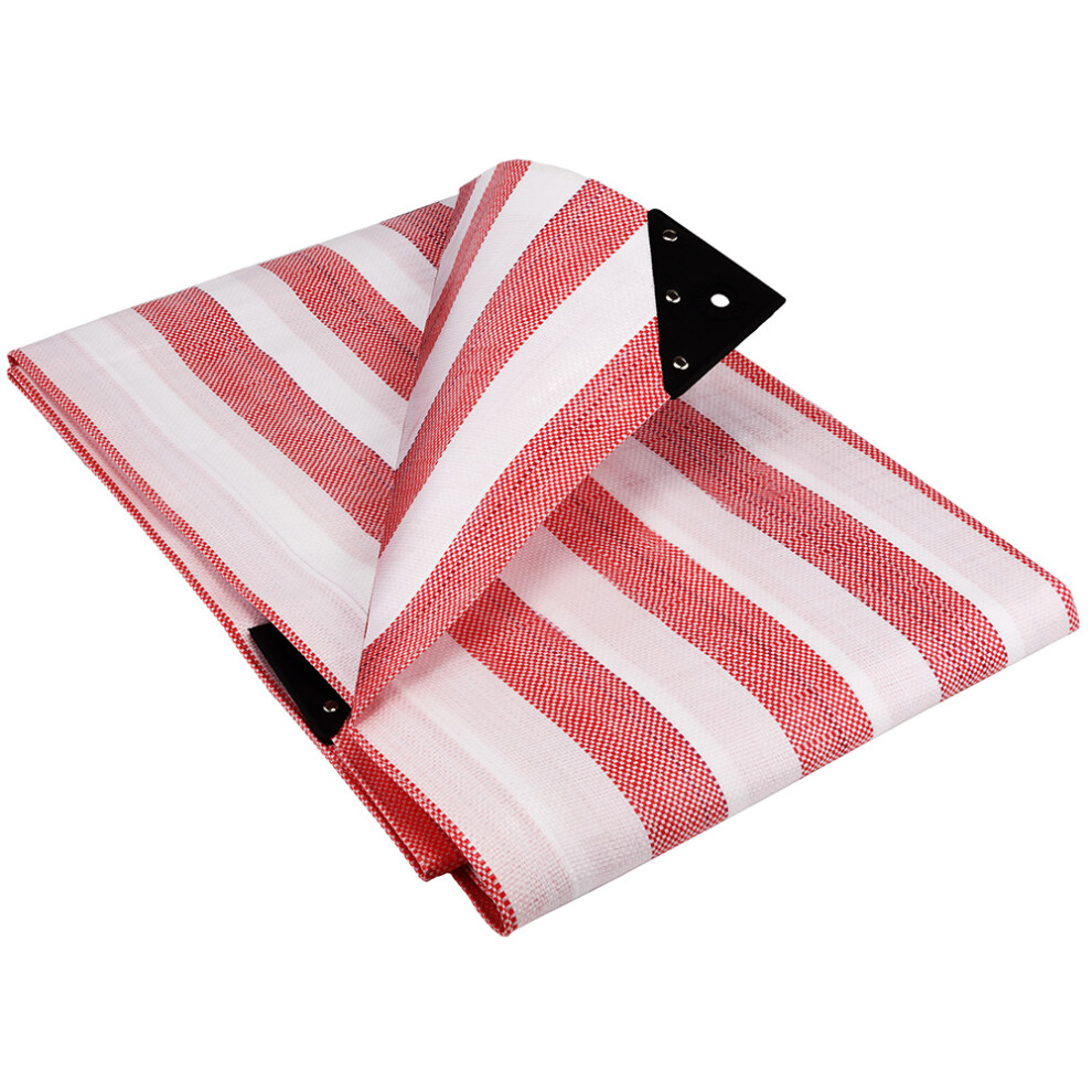 (5.5M X 7M) Groundmaster 170Gsm Red/White Striped Tarpaulin Heavy Duty Market Stall Cover 5051641509044