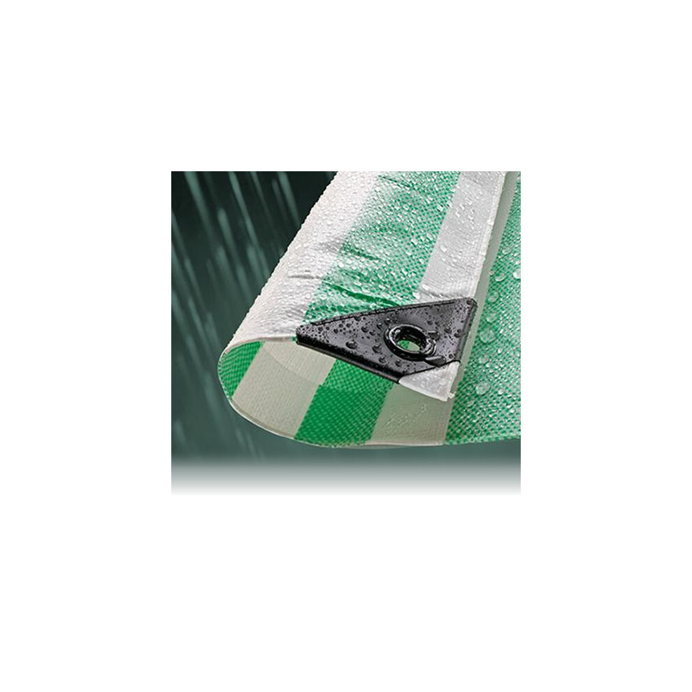 (4.5M x 6.0M, Green) Green/Blue/Red Striped Waterproof Tarpaulins Covers With Eyelets Various Sizes-image-OPC-P8H78HF-NEW
