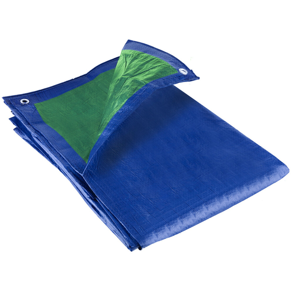 (1.8M x 2.4M) Groundmaster 70Gsm Blue/Green Waterproof Lightweight Tarpaulin Groundsheet Cover