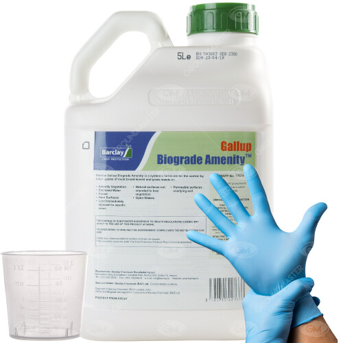 1 X 5L Gallup Biograde Very Strong Glyphosate Weedkiller + Free Cup