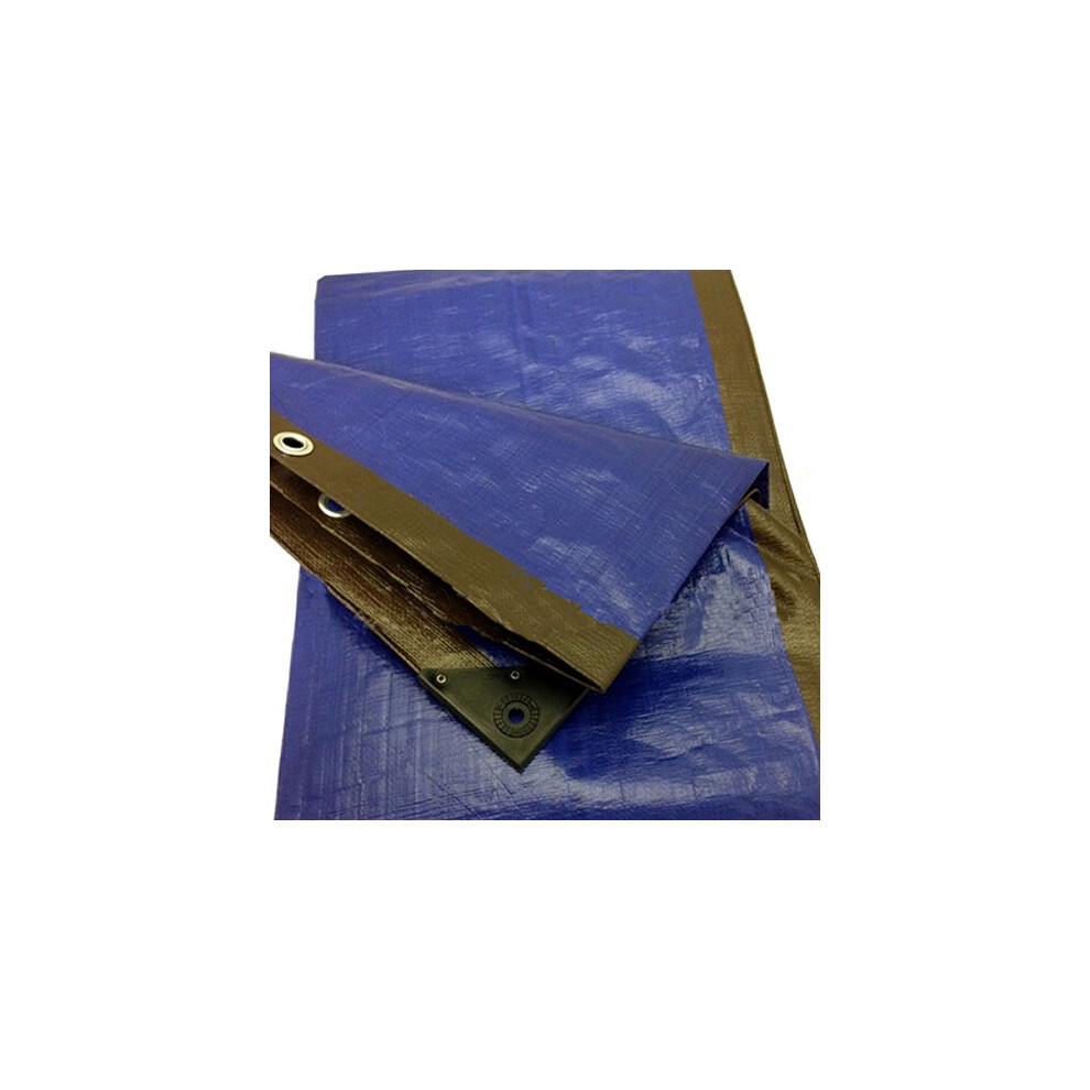 (3.5M x 5M) Brown/Blue Heavy Duty Tarpaulin Sheet Tarp Cover With Eyelets