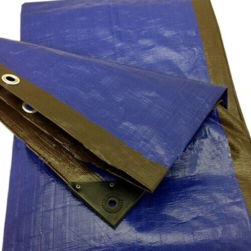 Brown/Blue Heavy Duty Tarpaulin Sheet Tarp Cover With Eyelets on OnBuy