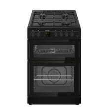 electriQ 60cm Dual Fuel Cooker with Double Oven Black