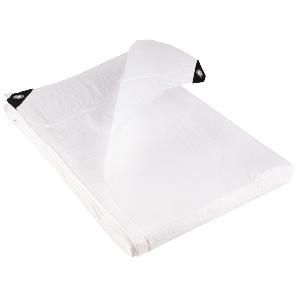 (3.6M X 5.4M) Groundmaster 110Gsm Standard White Tarpaulin Strong Waterproof Groundsheet Cover 5051641507026
