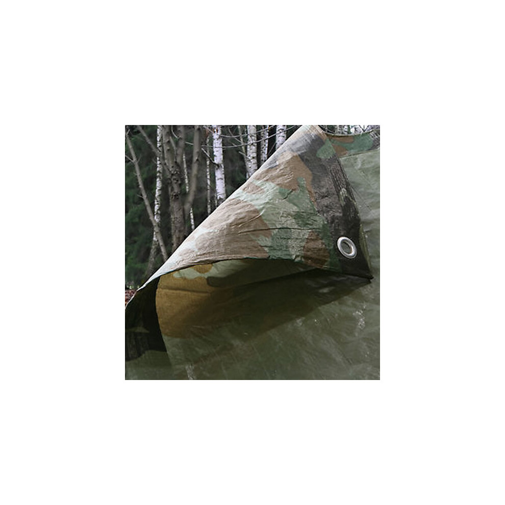 (4.5M x 6M) Army Camouflage Waterproof Tarpaulin Sheet Tarp Cover With Eyelets