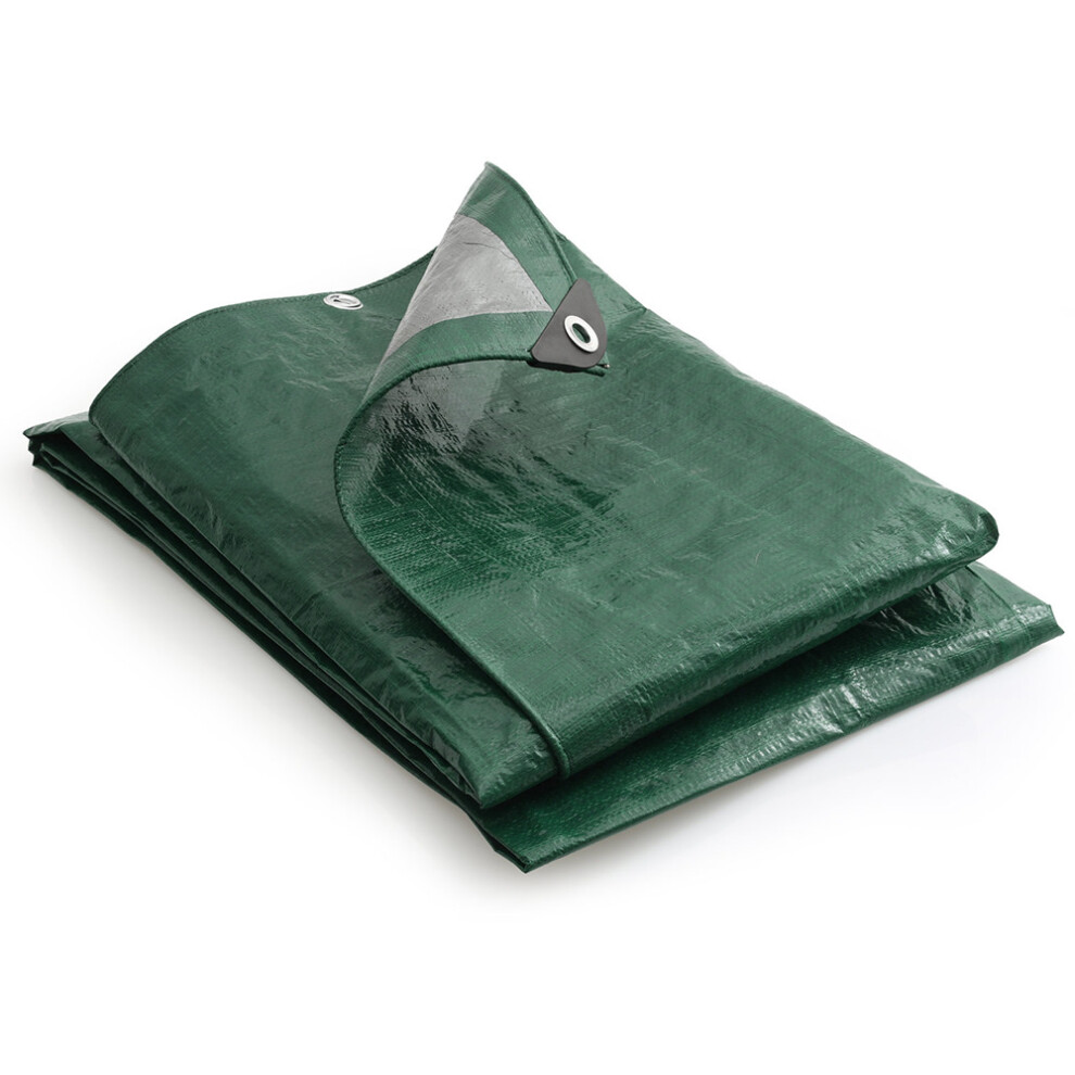 (6M X 10M) Groundmaster 140Gsm Green/Silver Tarpaulin Strong Waterproof Groundsheet Cover 5051641508122