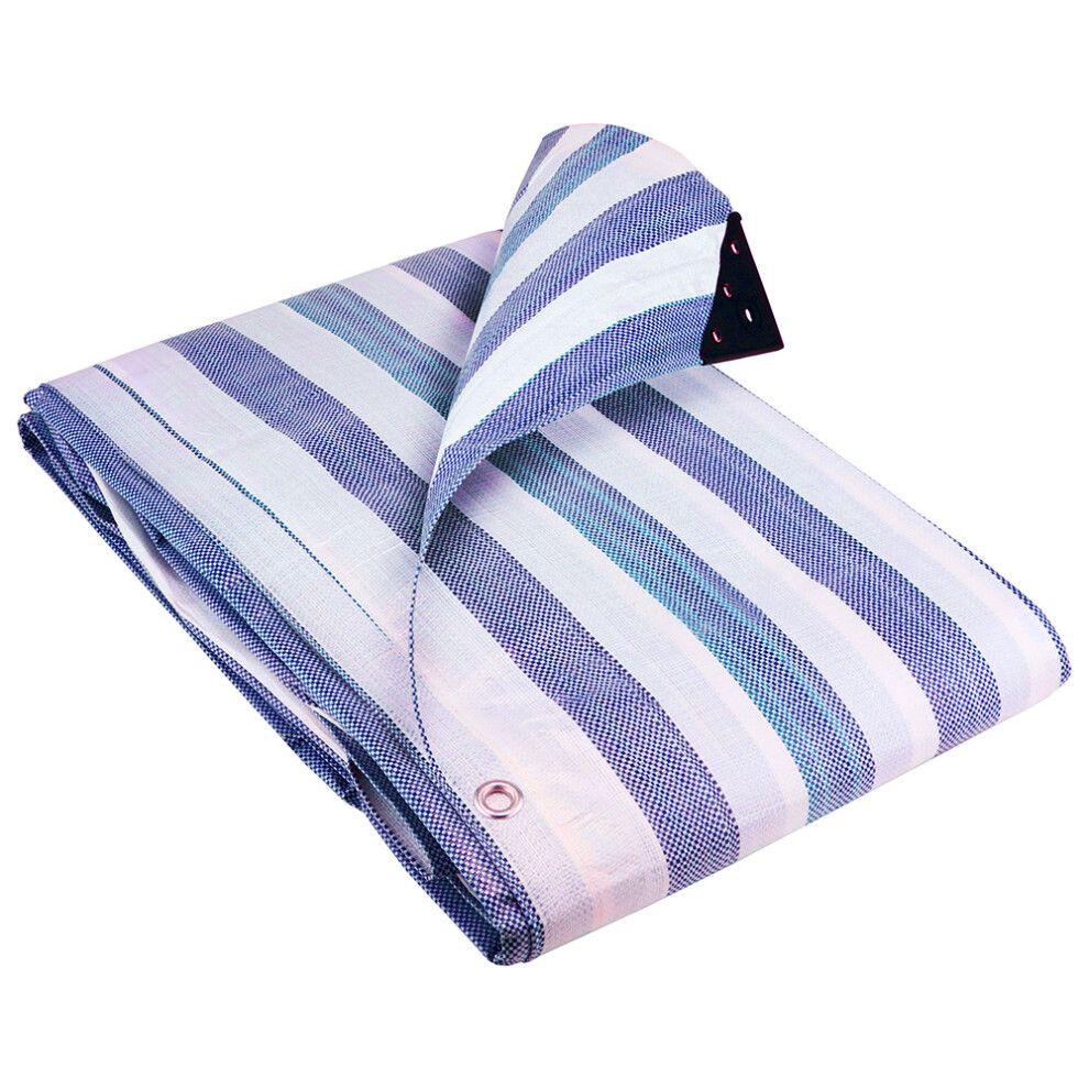 (3.5M X 5.5M) Groundmaster 170Gsm Blue/White Striped Tarpaulin Heavy Duty Market Stall Cover 5051641508979