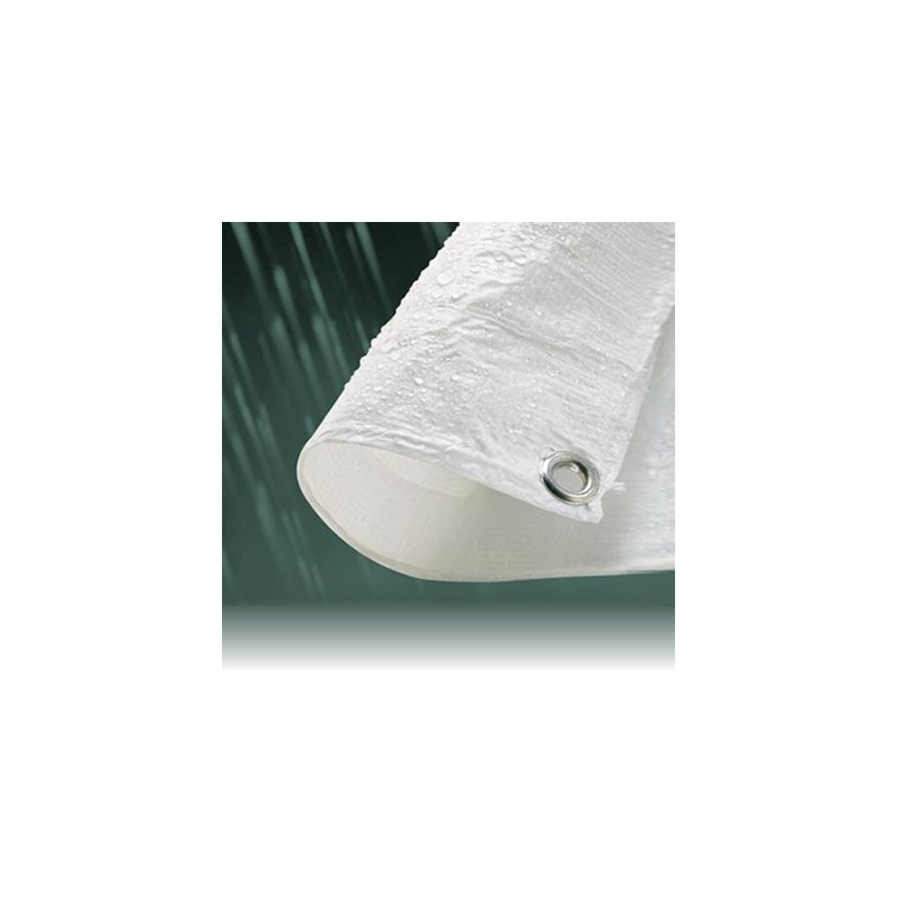 (7M x 9M) Economy White Waterproof Tarpaulin Sheet Tarp Cover With Eyelets