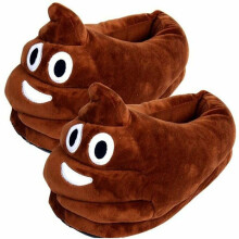 SHOES1171 Unisex Poop Emoji Plush Slippers - Super Soft Home Indoor Shoes, Cute Emoji