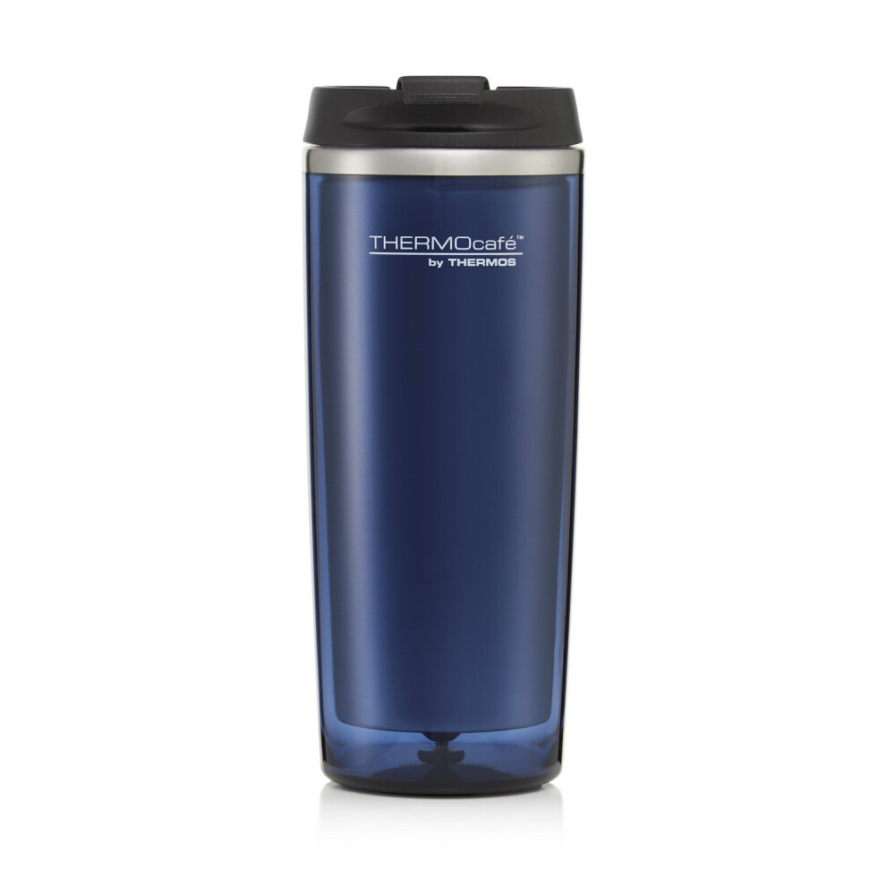 Photos - Water Bottle Thermos 350ml Translucent Blue Travel Flask - Double-Wall Insulation, Cool-Touch Hot & Cold, Flip Lid, Sweat-Proof Stainless