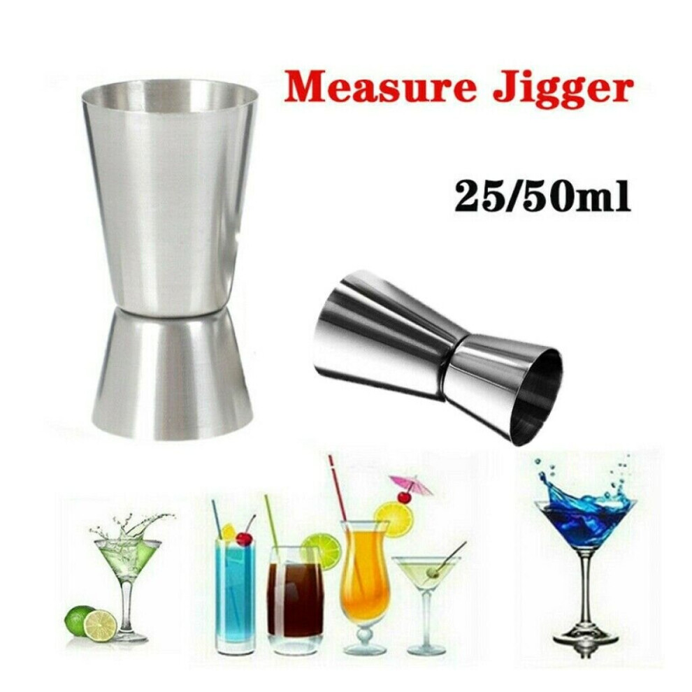 (25/50ml) Steel Jigger Single Double Shot Drink Spirit Measure Cocktail MeasureCup 25/50ml