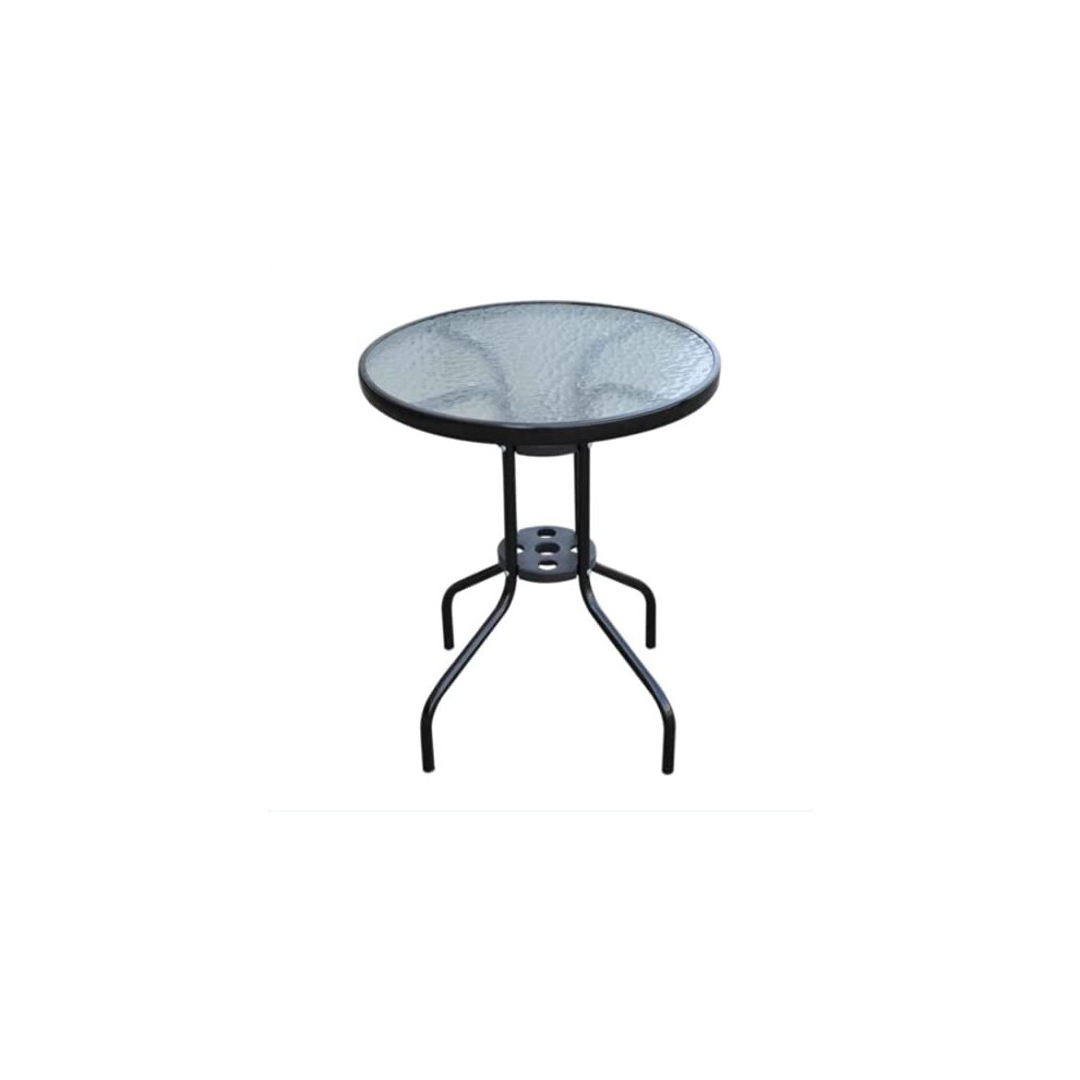 60cm Outdoor Metal Black Patio Table Round Garden Bistro Side Table