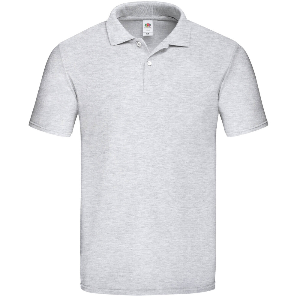 (L, Heather Grey) Fruit of the Loom Mens Original Polo Shirt