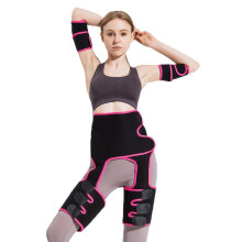 (RoseRed(3pcs/set), M) 3pcs Fat Burner Leg Slimming High Waist Thigh Waist Arm Trimmer Belt Weight Loss Shaper
