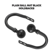 (Mat Black - Plain Ball, Hold Backs Pair) Extendable Heavy Metal Curtain Pole 28mm Eyelet Rail With Rings Fittings Finials